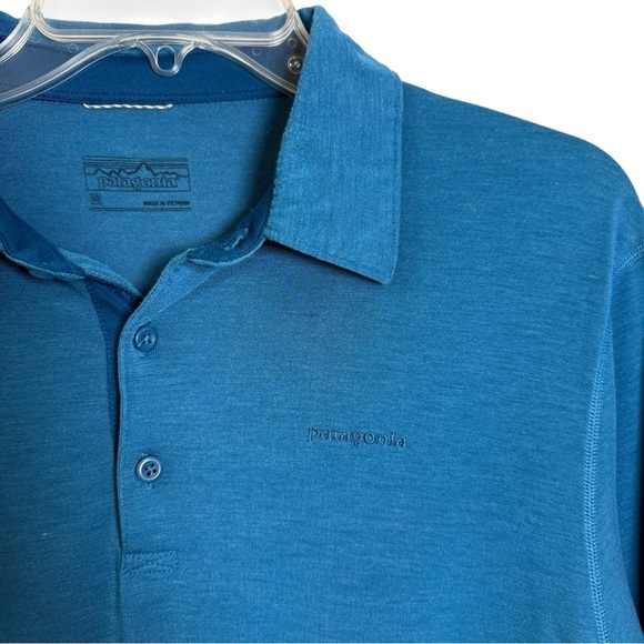 Patagonia Cactusflats Polo Shirt Men's Size Medium Teal UPF Sun Protection - Picture 5 of 7